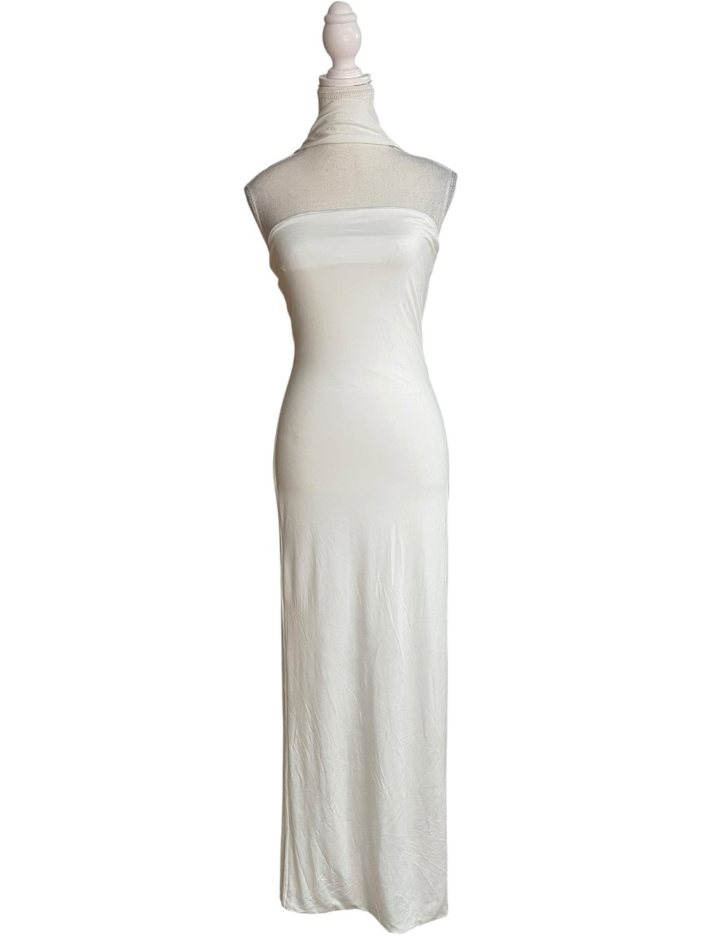 Lulus Chantal Jersey Knit Scarf Column Maxi Dress White